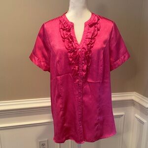 Lane Bryant Fuchsia Ruffled Blouse